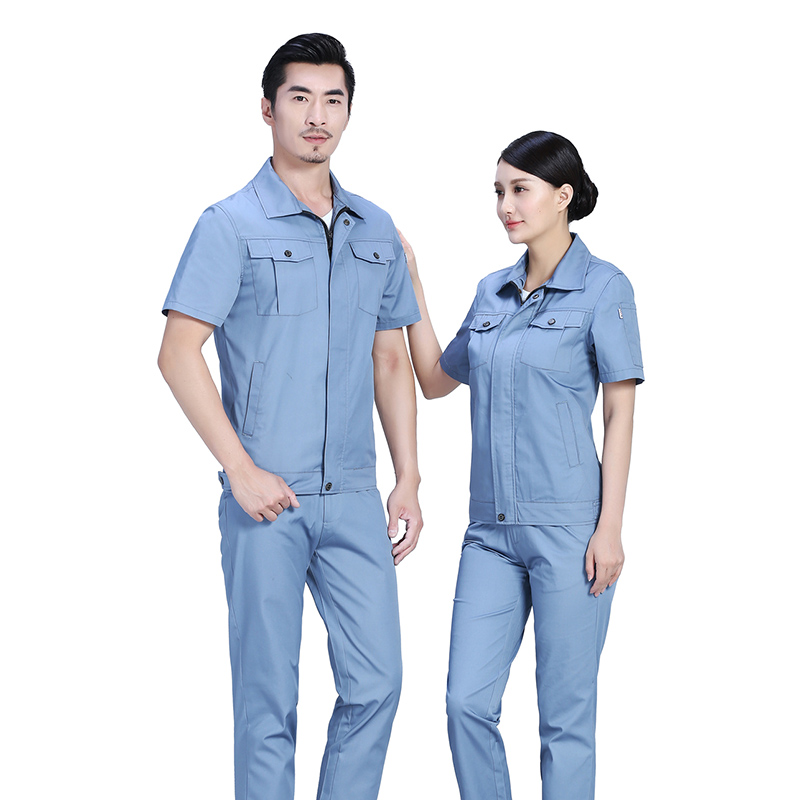 夏季時尚合體滌棉細(xì)斜短袖工作服FY27